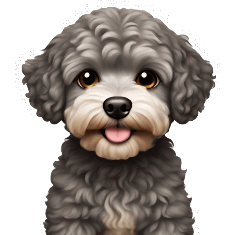 Dog maltipoo dark grey/brown fur emoji