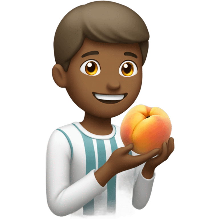 happily eating a peach  emoji