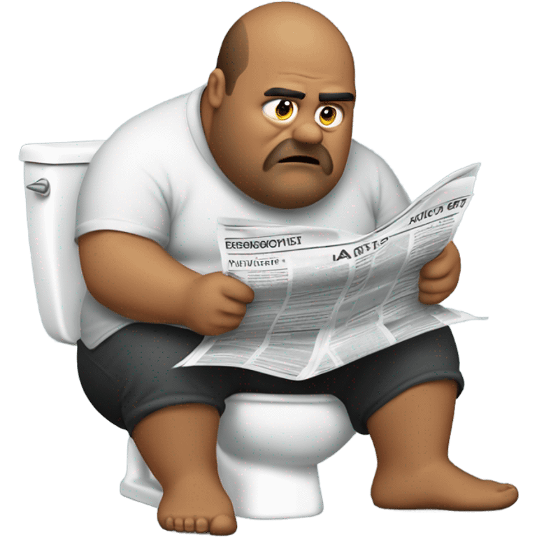 fat guy sitting on toilet reading newspaper emoji