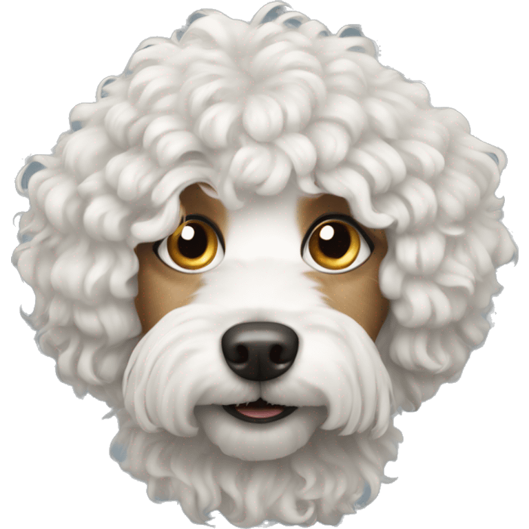 White curly hair dog emoji