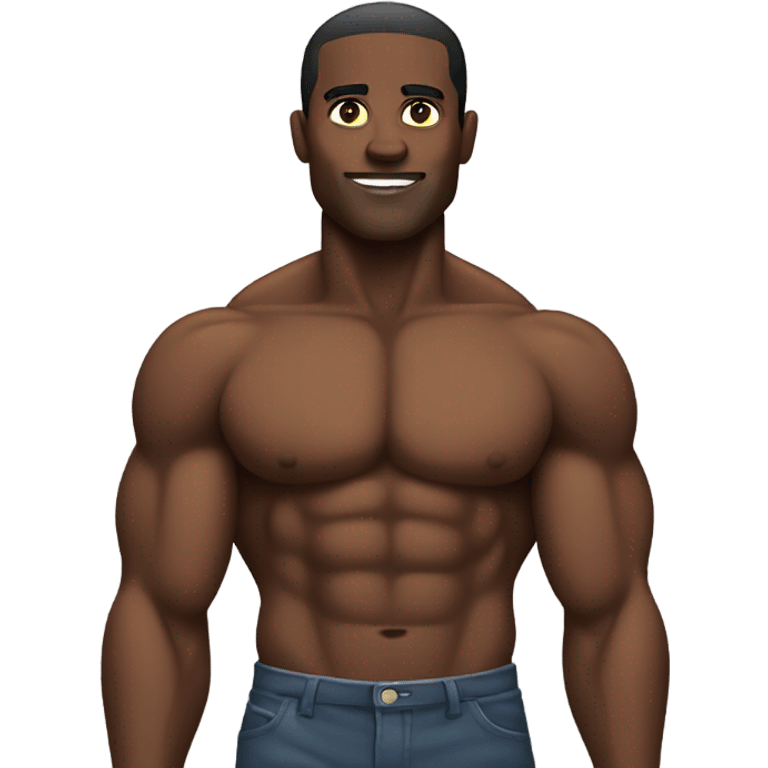 Black man with muscles emoji