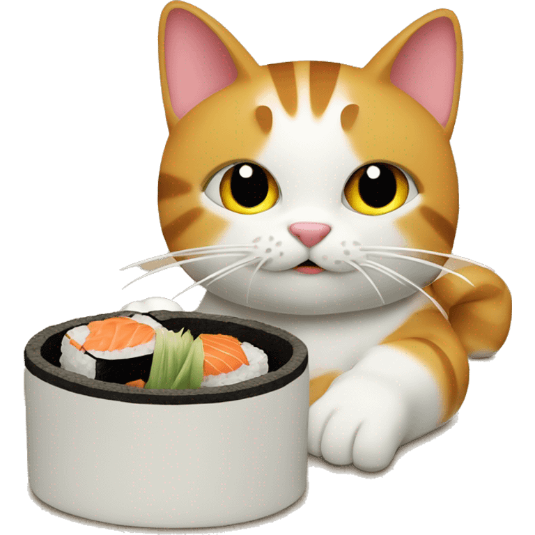 ￼Cat eating sushi emoji