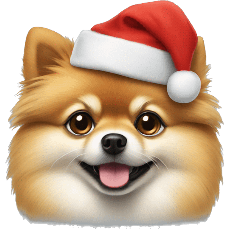 Pomeranian wearing a Christmas hat  emoji