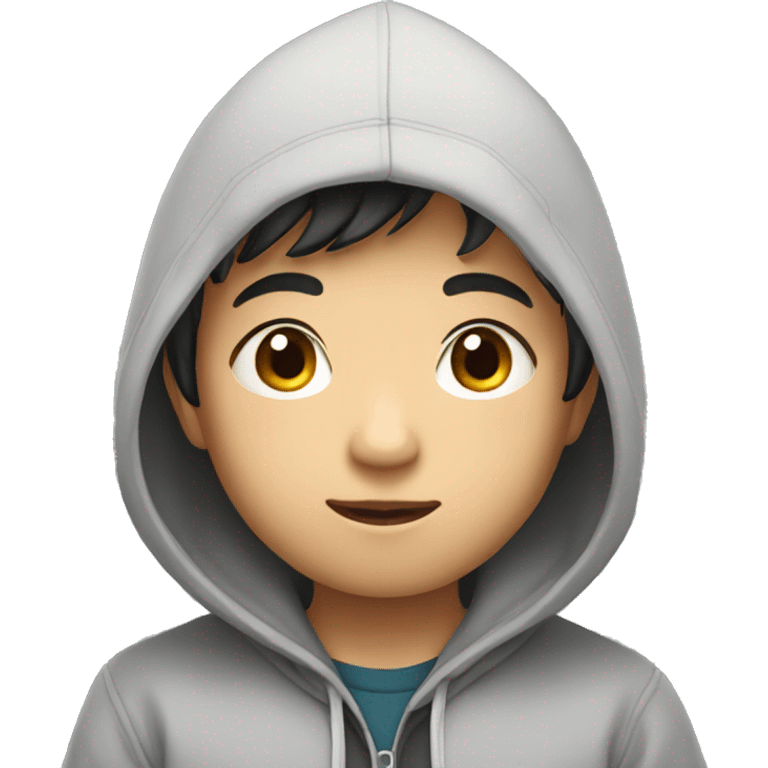 asian boy in hoodie go to school emoji