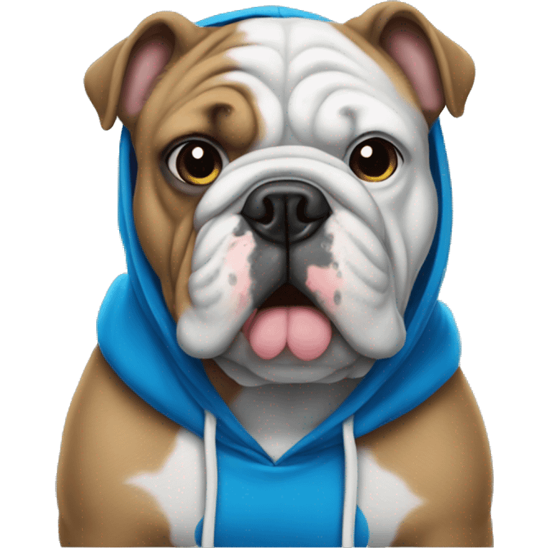 bulldog wearing a blue hoodie  emoji