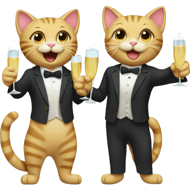 two cats cheers champagne emoji