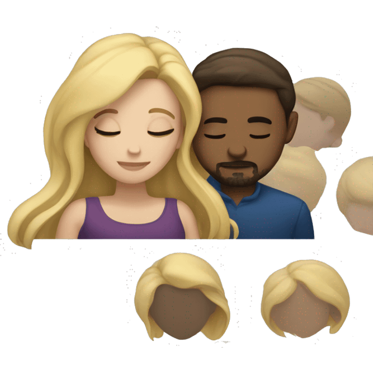 Blond man and brunette woman asleep emoji