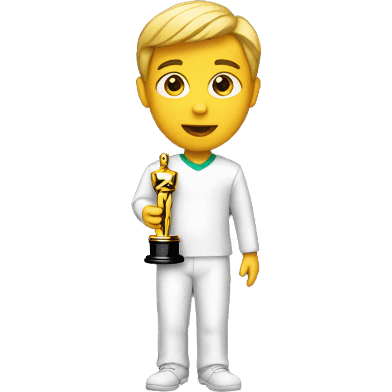 a kid holding an oscar emoji