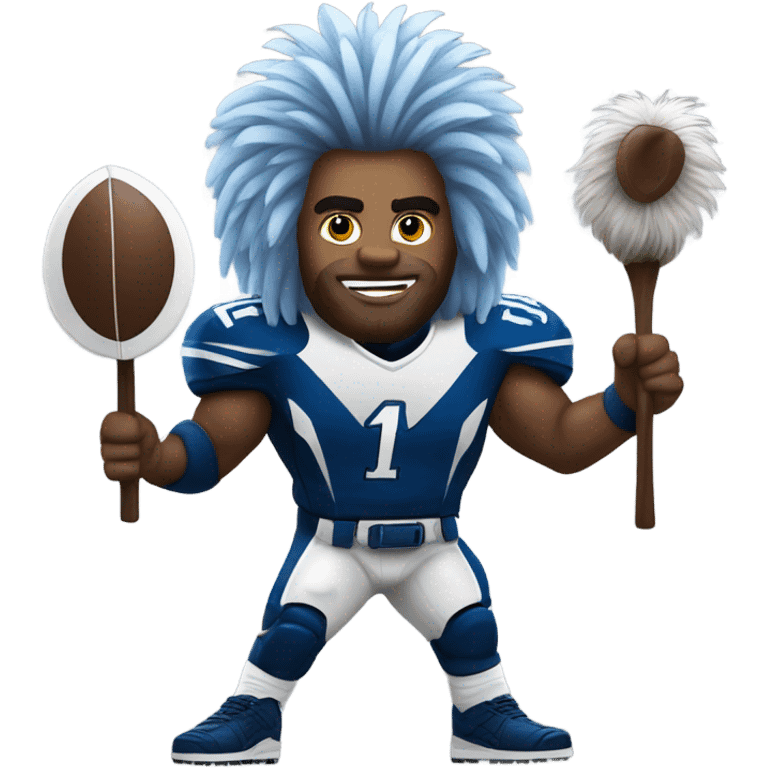 A Washington Commander taming a Detroit Lion emoji