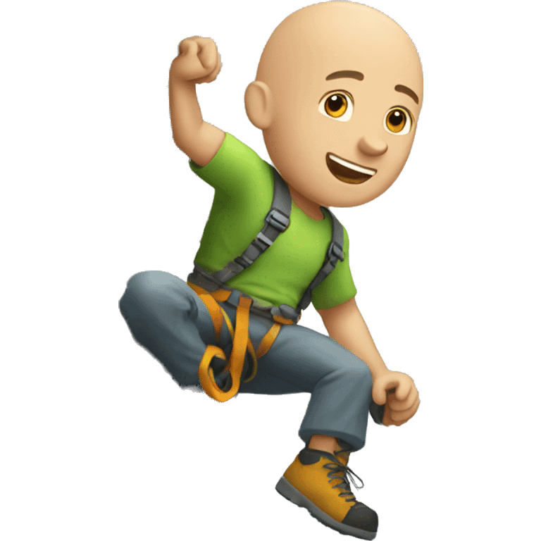 a bald guy rock climbing emoji