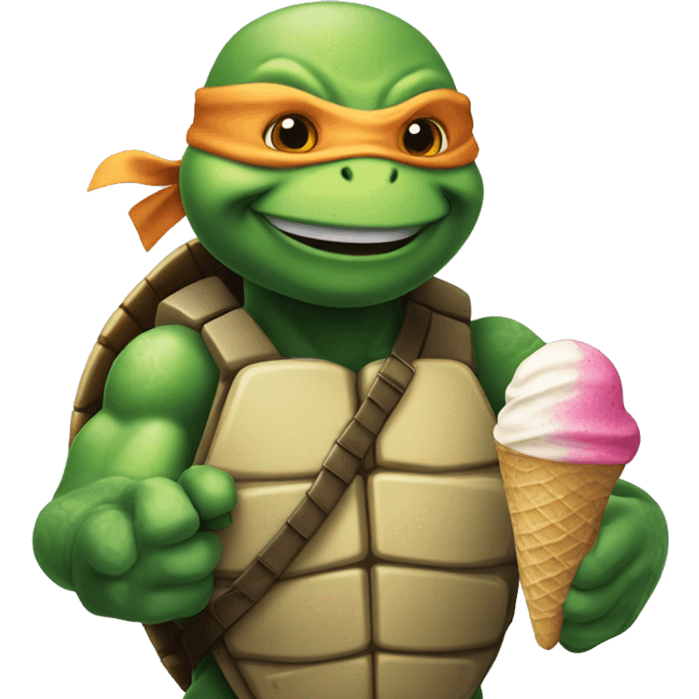 Ninja turtle with ice cream emoji