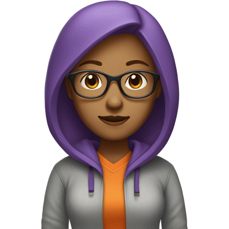  it specialist woman with glasses purple hair orang hoodie emoji