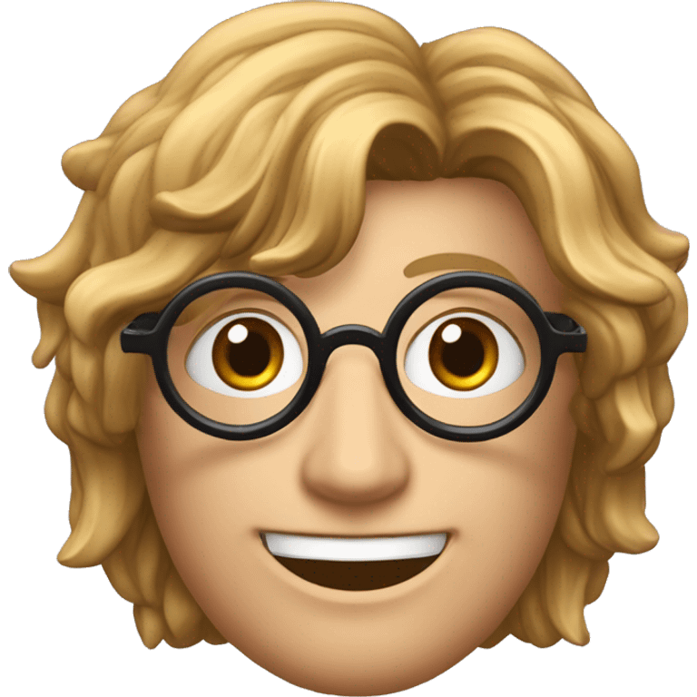 Harry potter avec les cheveux noir ondulés noir des lunettes ronde une cicatrice une baguette magique et un pot de fleur  emoji