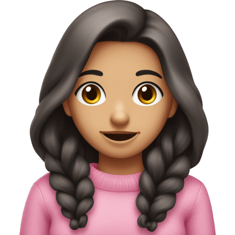 Schwarz haariges Mädchen im pinken Pulli meist  emoji