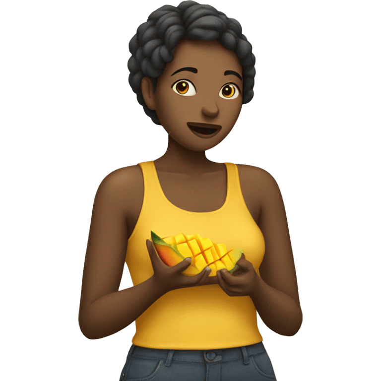 Woman eating mango emoji