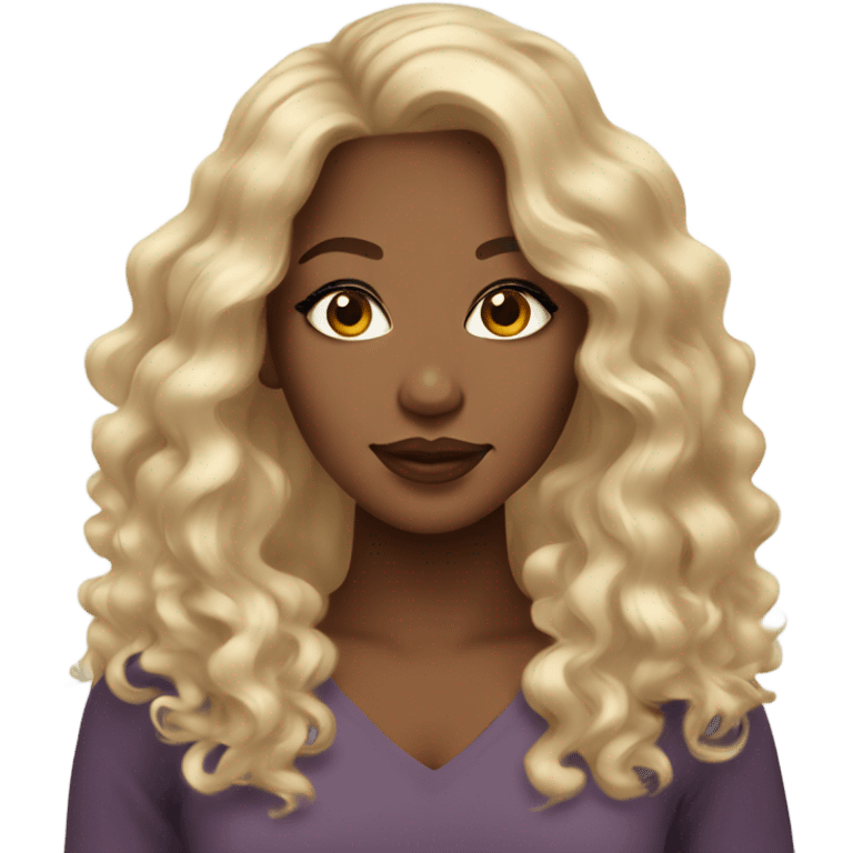 Beautiful brown skin woman with nice lips,long lashes and long blonde curly hair emoji