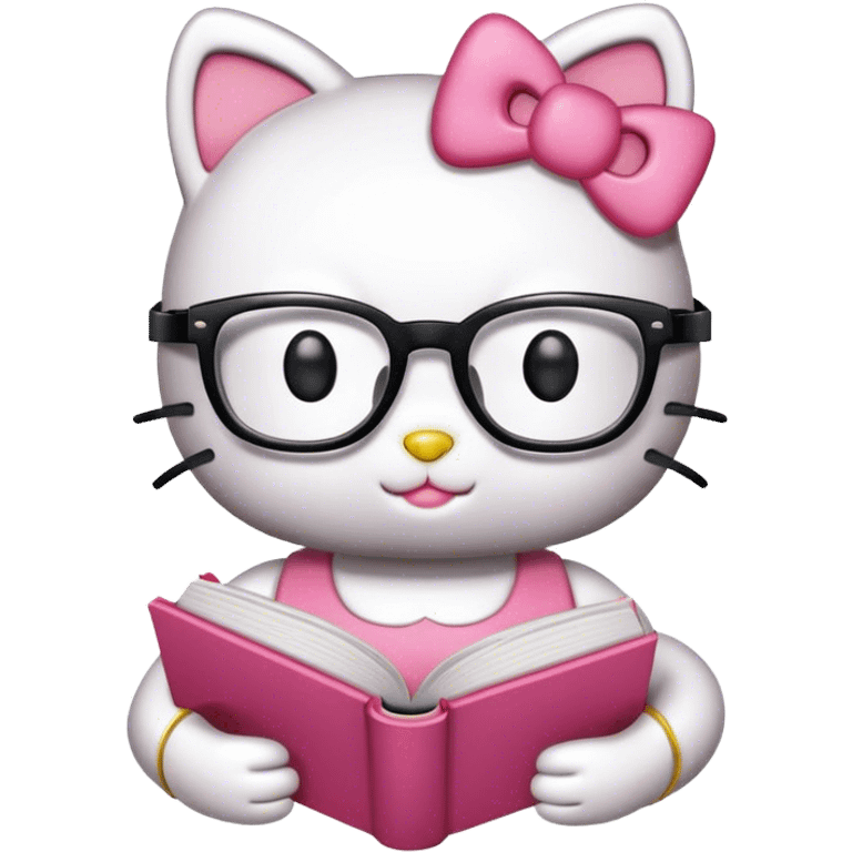 hello kitty with book and glasses, without backstage emoji