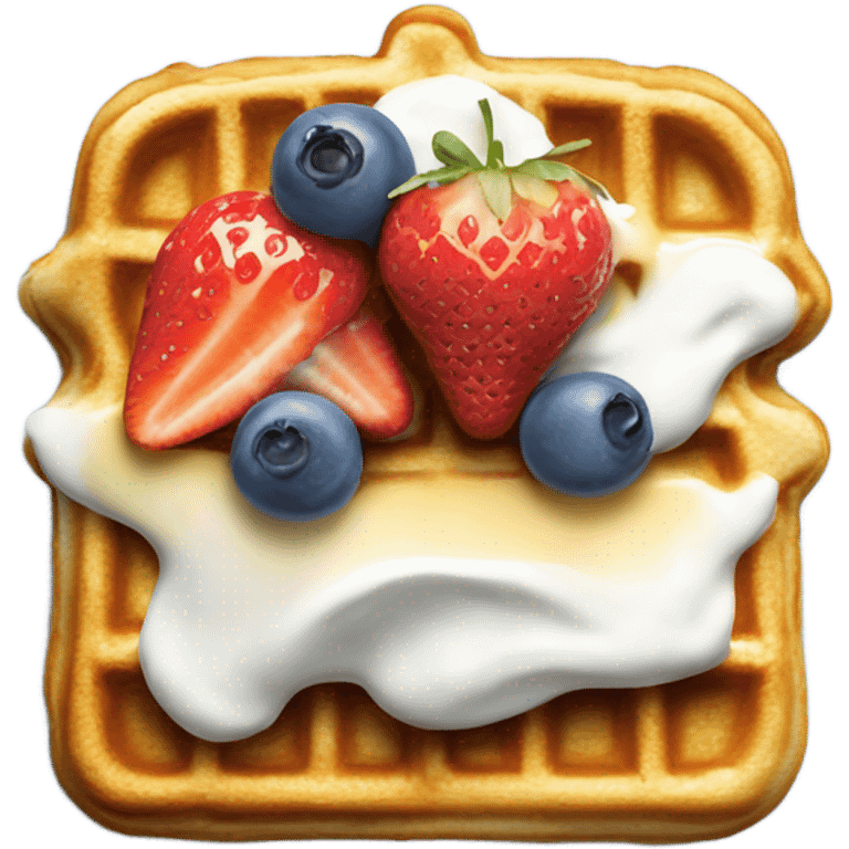 Waffle topped with skyr Blue Berry, strawberry emoji