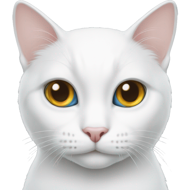 White cat with two different eyes colors emoji