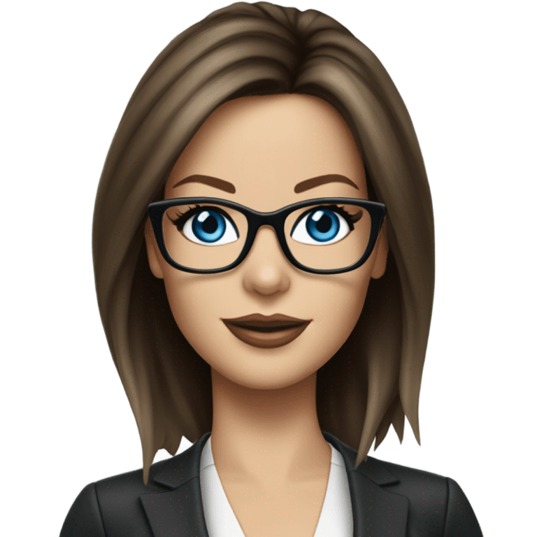 Lifelike Kate Beckinsale blue eyes wearing glasses in a business dress emoji