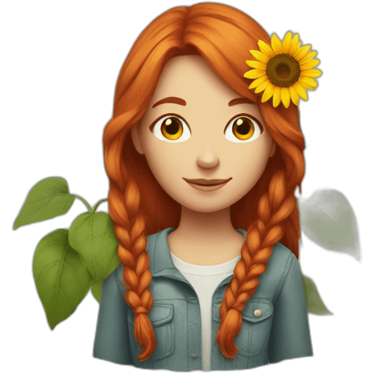 red-haired girl with a sunflower emoji