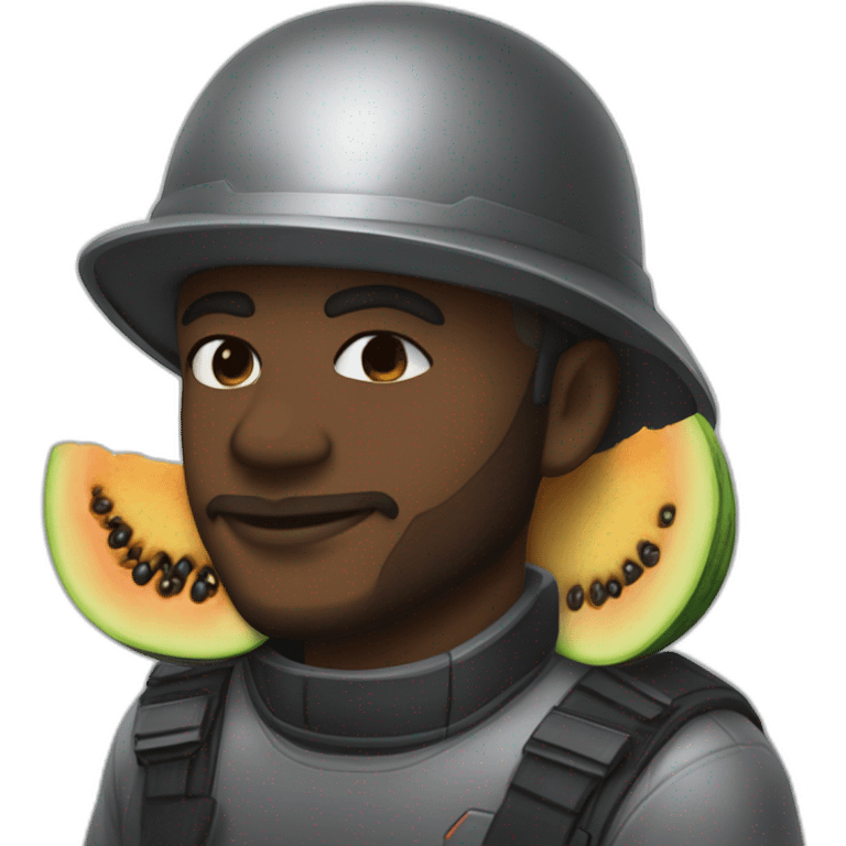 🧑🏿‍🦲mit dicken Lippen und Melone als Helm emoji