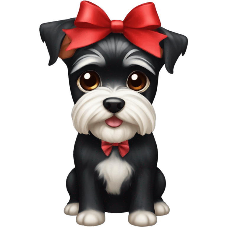 black Biewer Terrier with red Christmas bow emoji