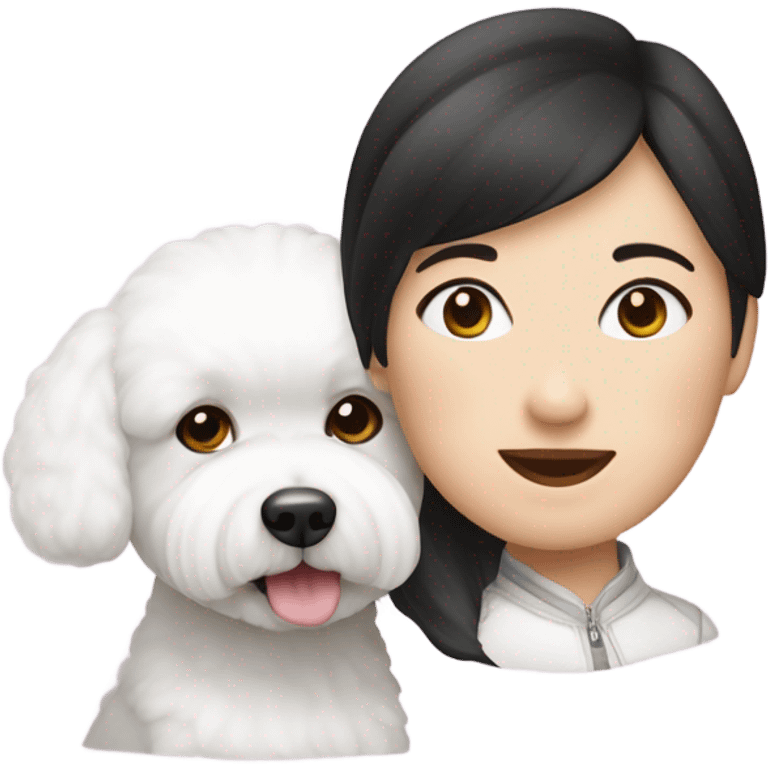 A cute bichon frise with an Asian woman  emoji