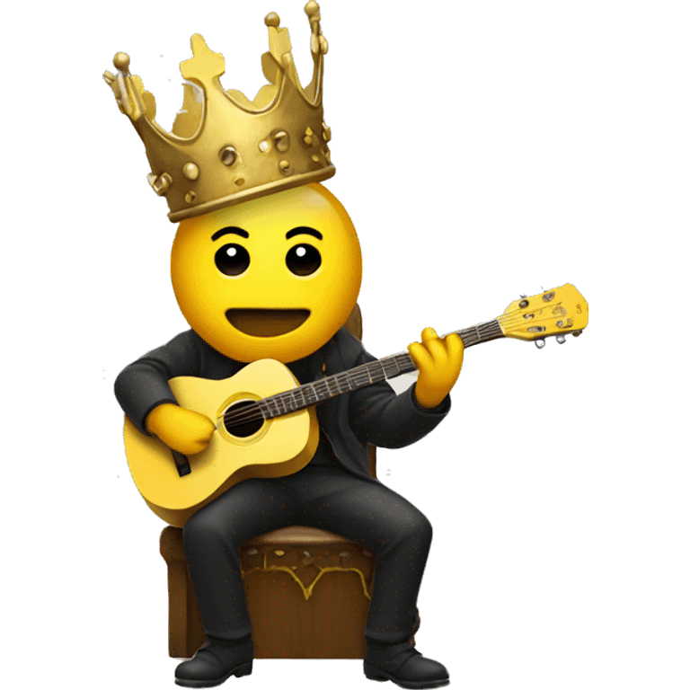 yellow king playing guitar sitting on a Thorne  emoji