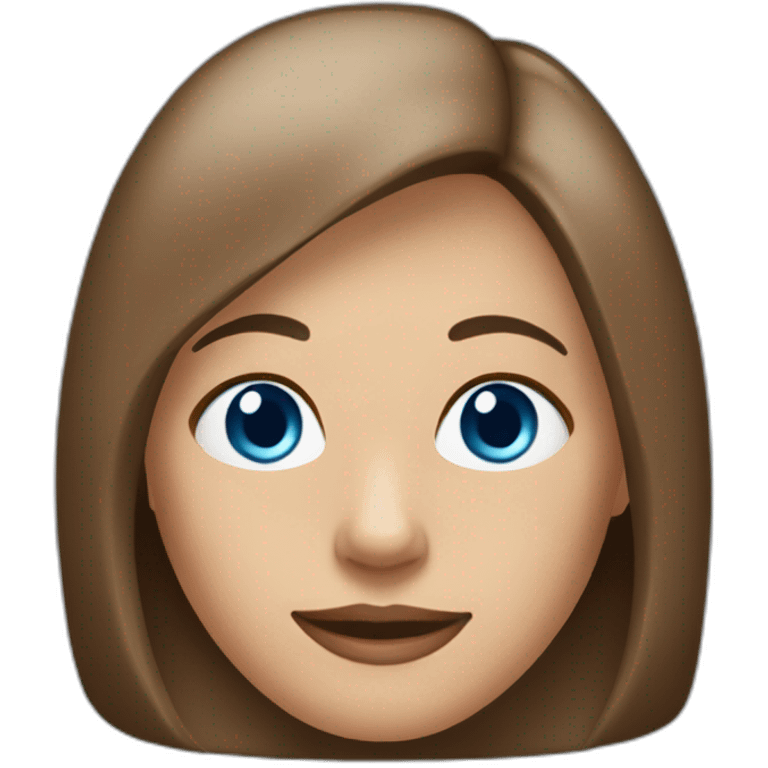 A 50-yo woman with a brownish Bob straight hairstyle with parting in the middle and blue eyes emoji