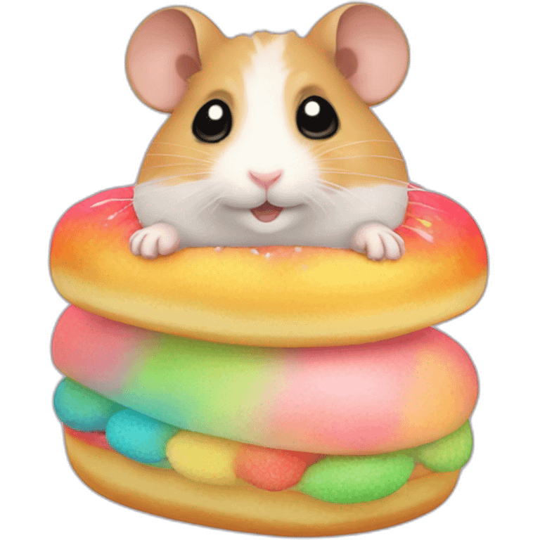 small hamster eat rainbow sponge buns emoji