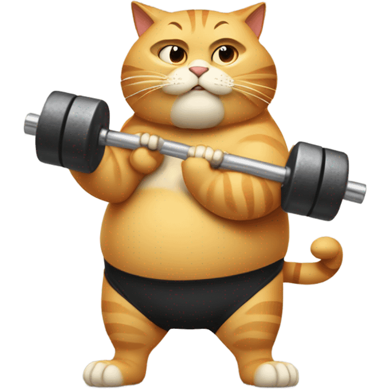 big strong fat cat lifting weight emoji