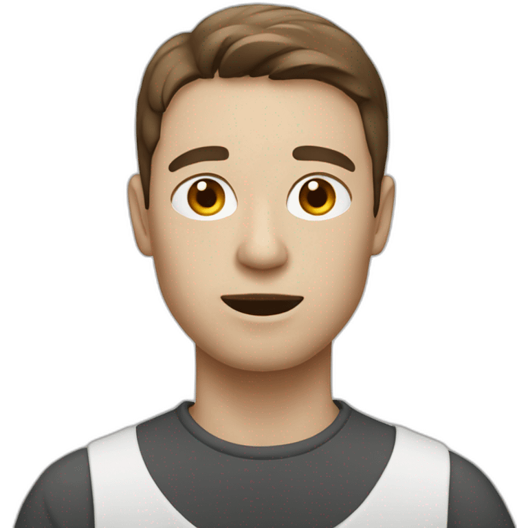 A blind man with brown hair and white face colour emoji