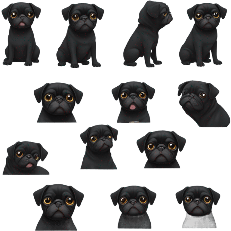 Black pug wearing a black hoodie emoji