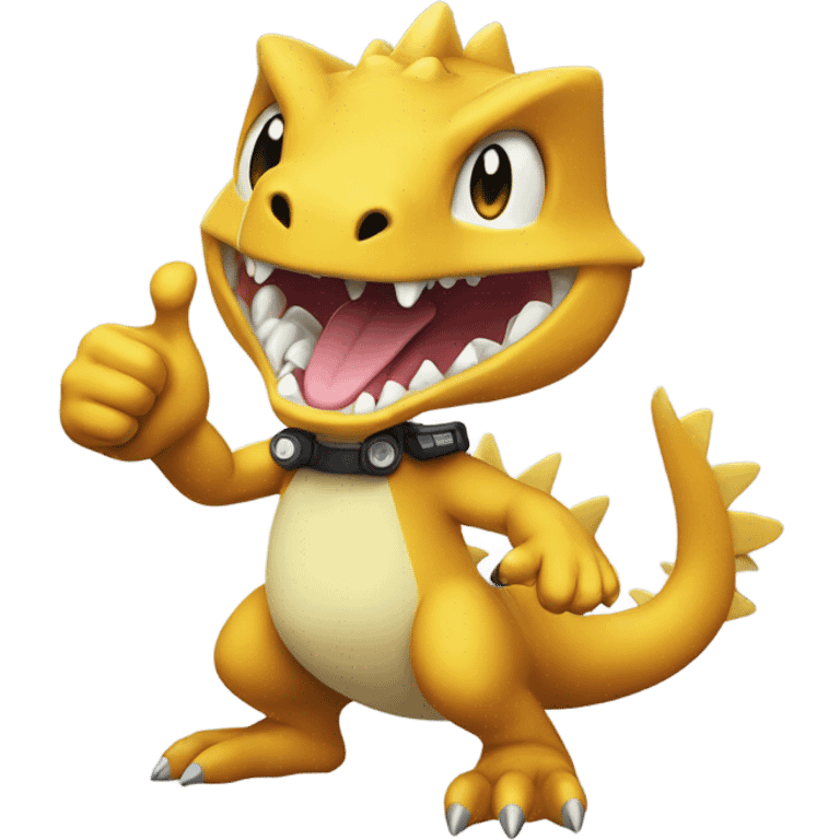 agumon from digimon giving a thumbs up emoji