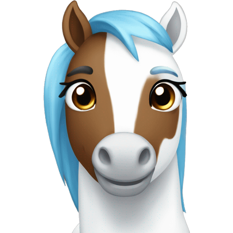 Pony brown and White and eyes Blue  emoji