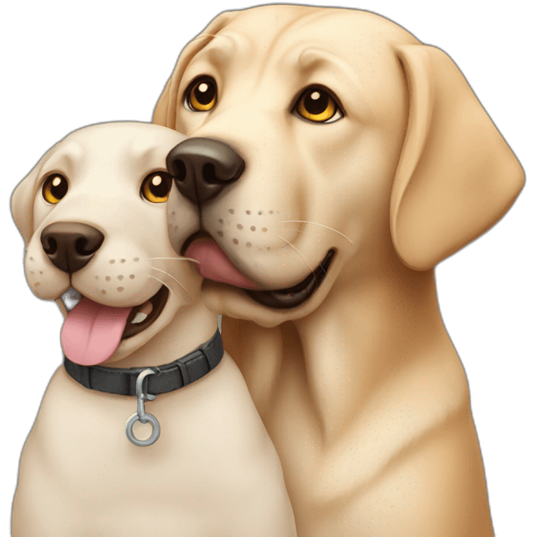 a cat loving a labrador emoji