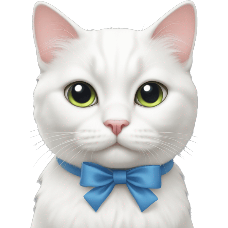 White cat with a bow emoji