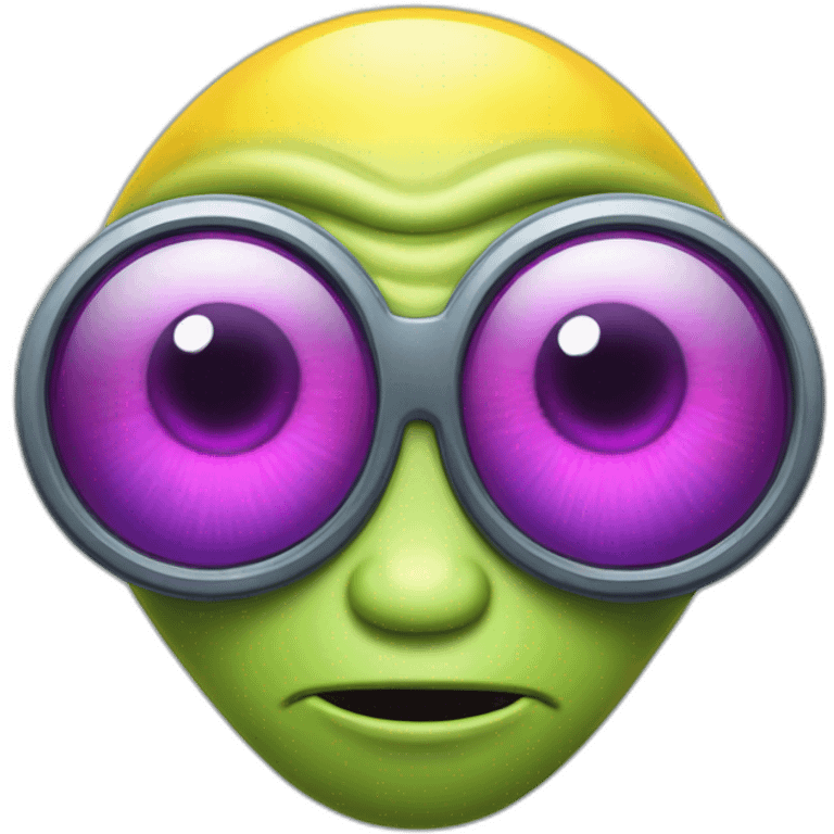 An alien with 4 four eyes, a big yellow head that had red, purple and light blue highlights emoji