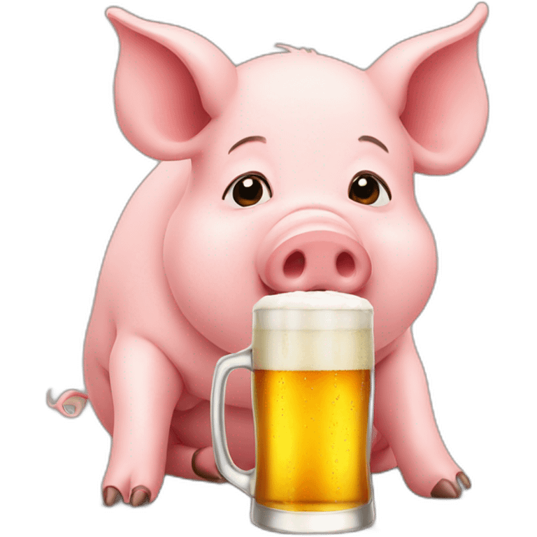 Pig drinks beer emoji