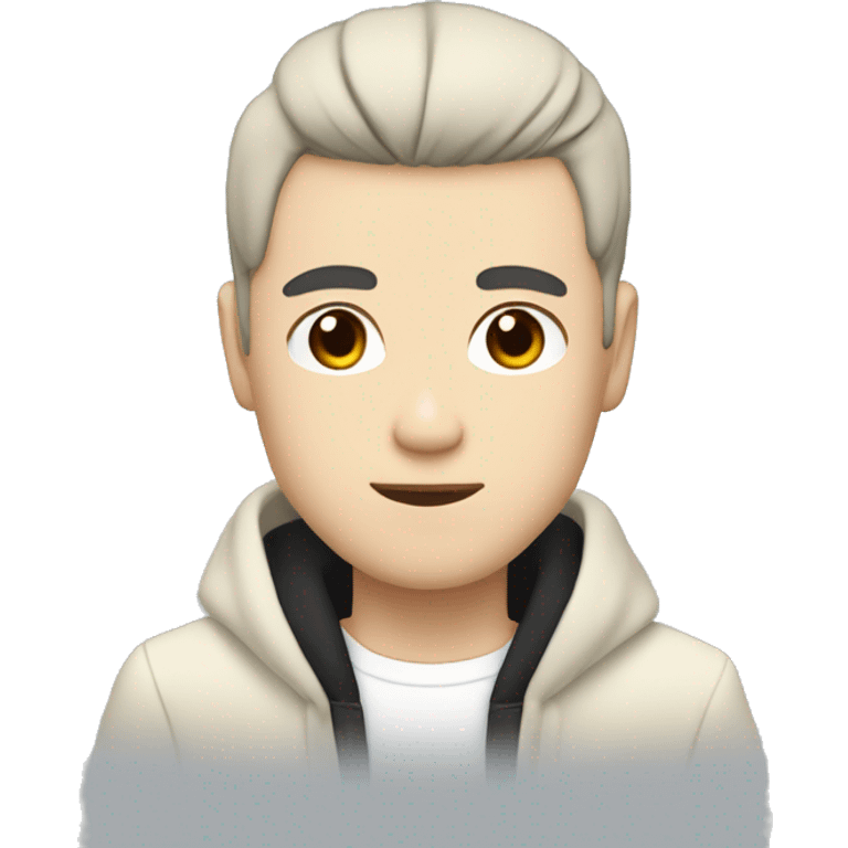 white skin color japanese man with black anime hair, make it from shoulders and create only one emoji emoji