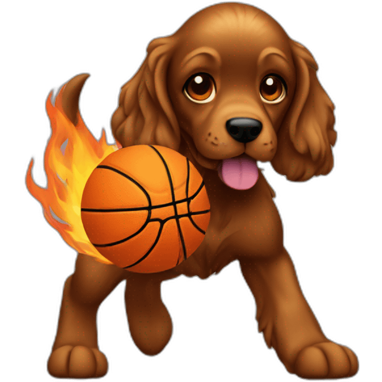 cocker fire black playing basketball emoji