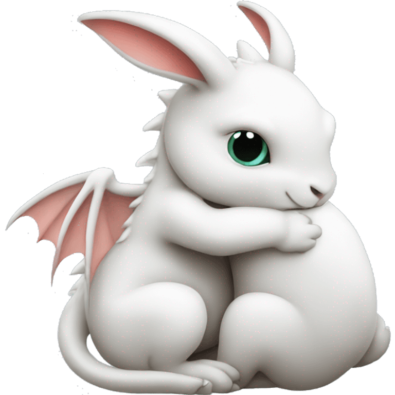 dragon hugging a white bunny emoji