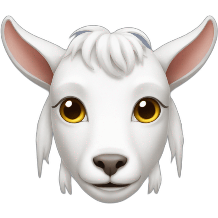 A goat on a white cat emoji