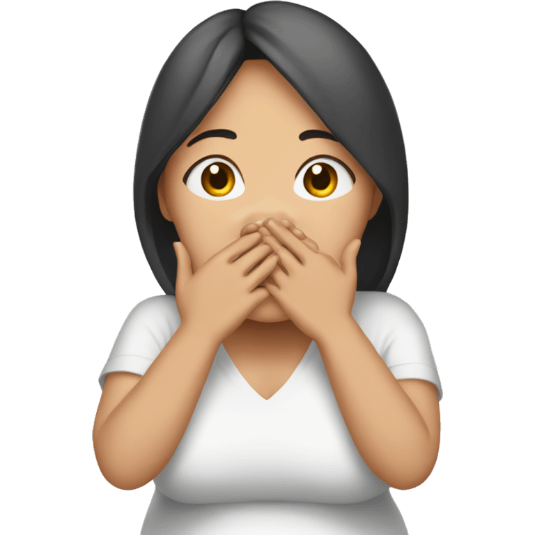 Pregnant Asian woman covered her mouth with her hands emoji