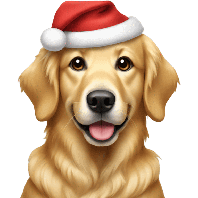 Golden retriever dressed up like Santa emoji