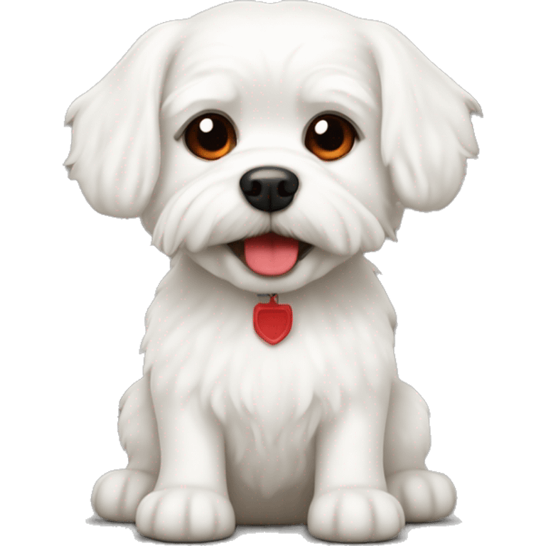 white dog (maltese ) with red flake emoji