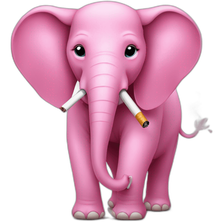 pink elephant with a cigarette emoji