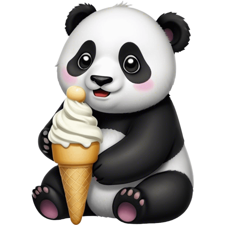 Panda eating ice cream emoji