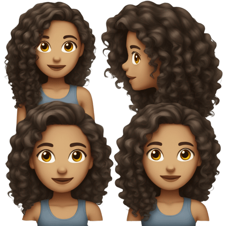 Light skin girl with long dark brown curly hair and dark brown hair emoji